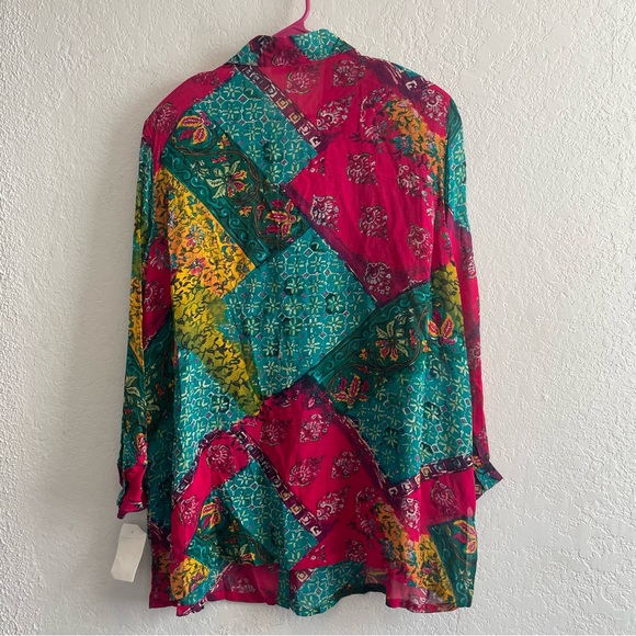 Draper’s & Damon’s Button Up Shirt Women's 20W Multicolor Floral Patchwork - Picture 7 of 7